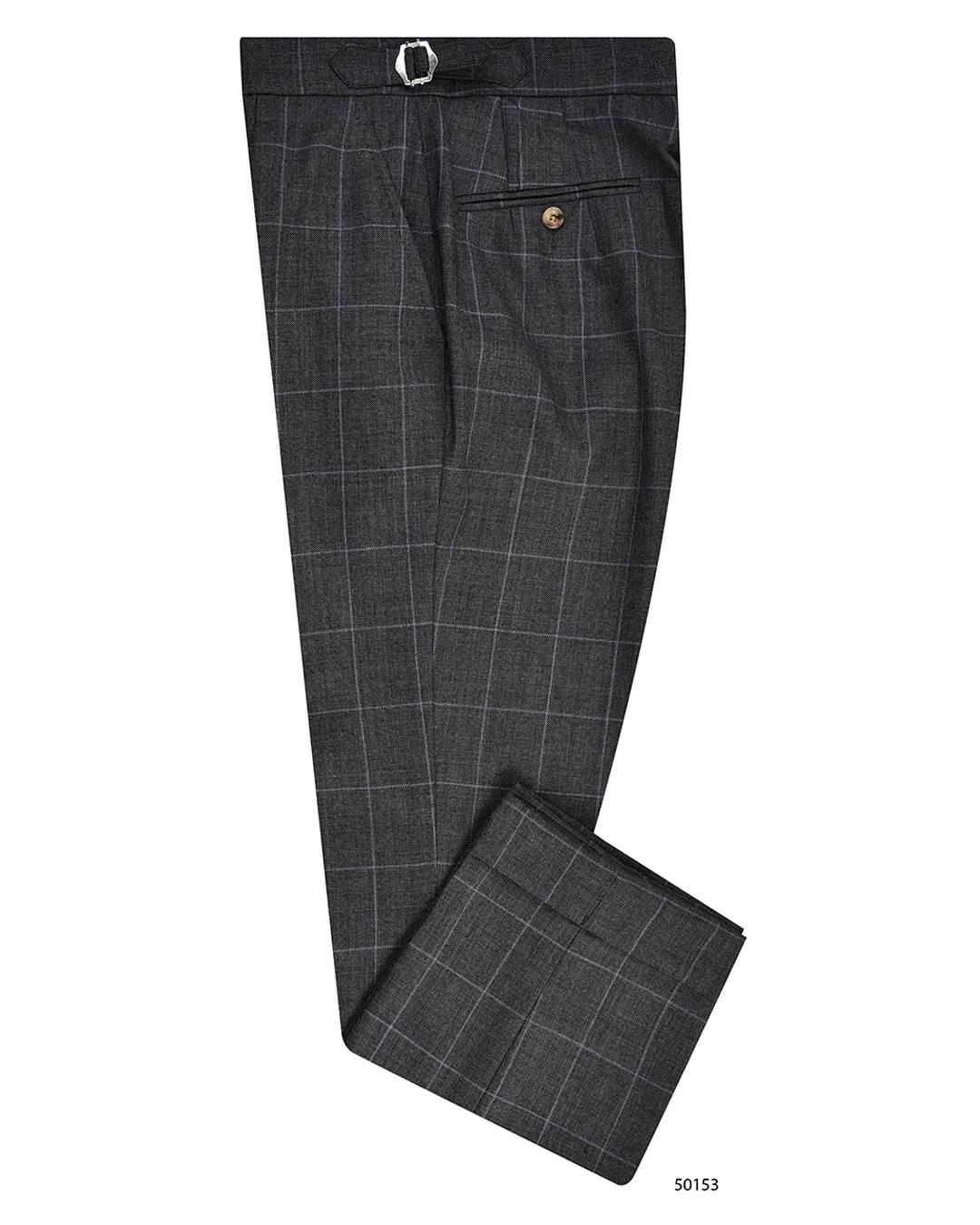 Dugdale Royal Classic: Grey Windowpane Recycled Polyester Blend All-day Flex