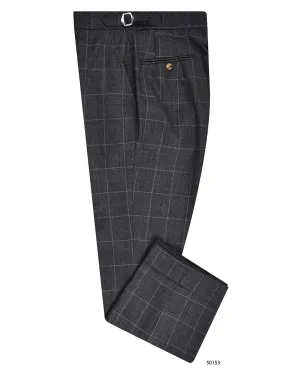 Dugdale Royal Classic: Grey Windowpane Recycled Polyester Blend All-day Flex