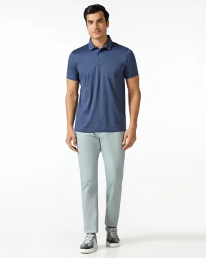 Powder Blue Textured Khakis - Cratuso Versatile Comfort