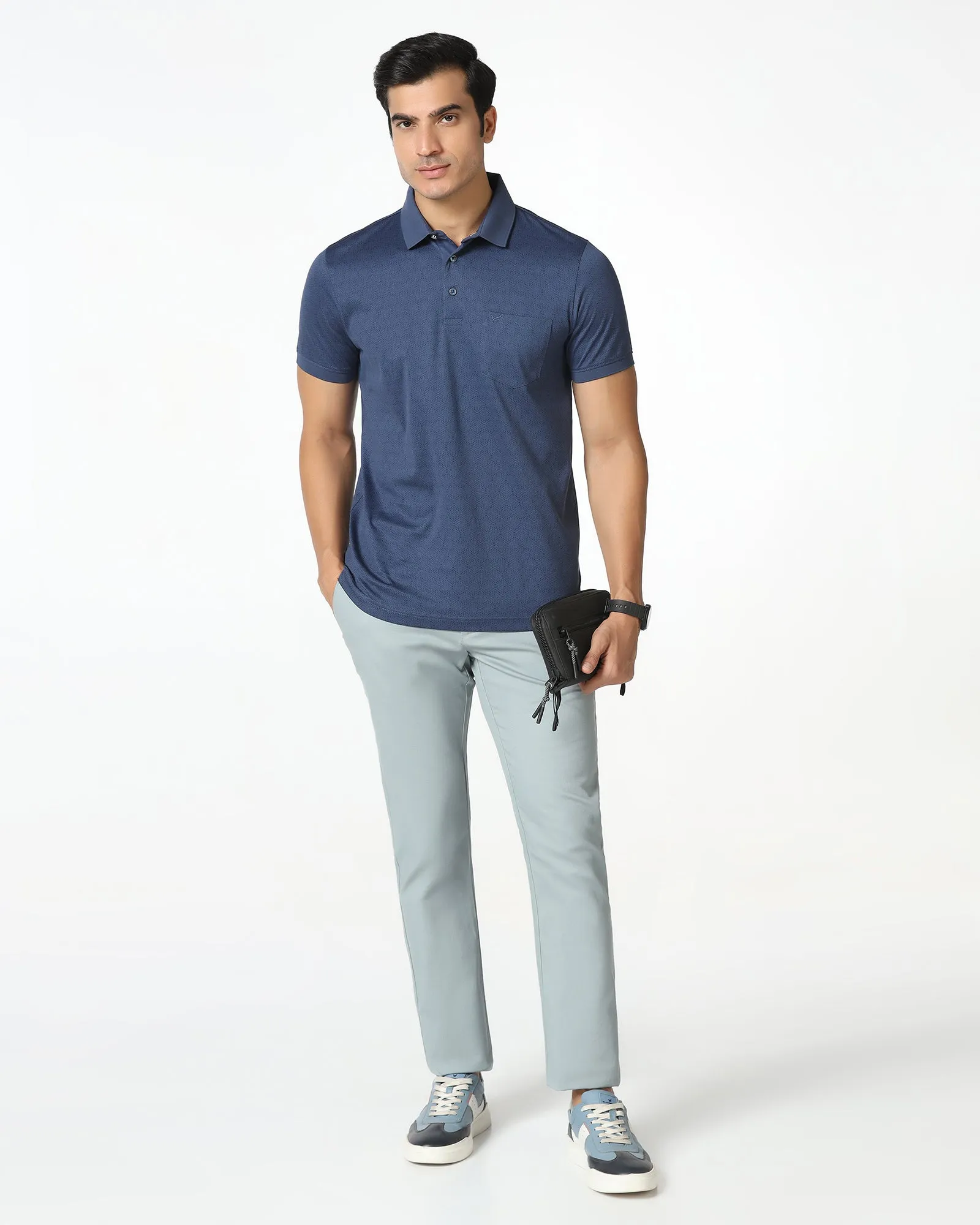 Urban Ready Thermal regulation Powder Blue Textured Khakis - Cratuso