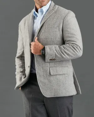 Durable Chill Piece WindproofDesign Grey Wool Flannel Chore Coat