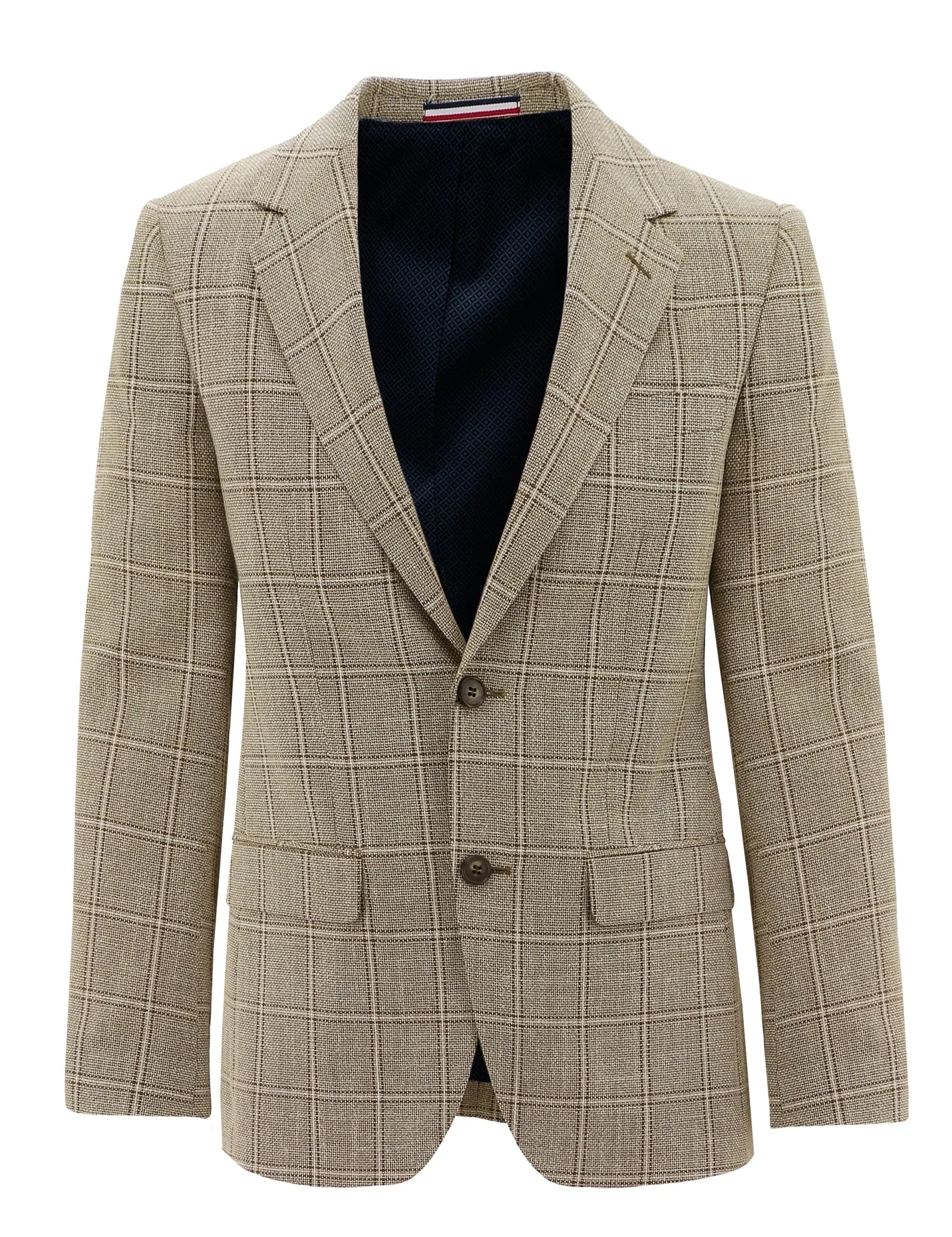 Parker Beige Checked Sports Jacket Anti Pilling Elastic hem