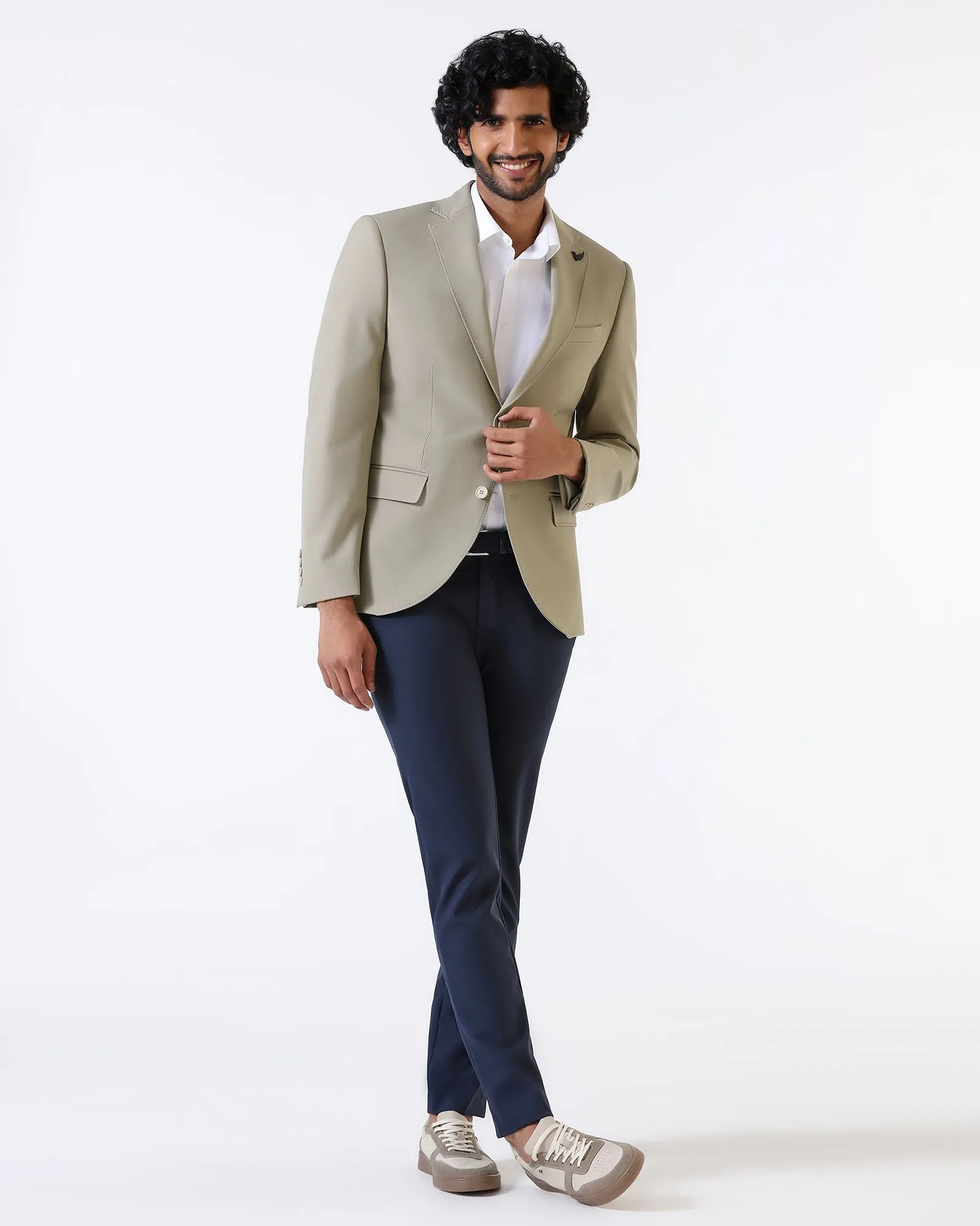 Beige TechPro Solid Blazer - Ron WaterRepellentExterior HybridLayerCompatibility