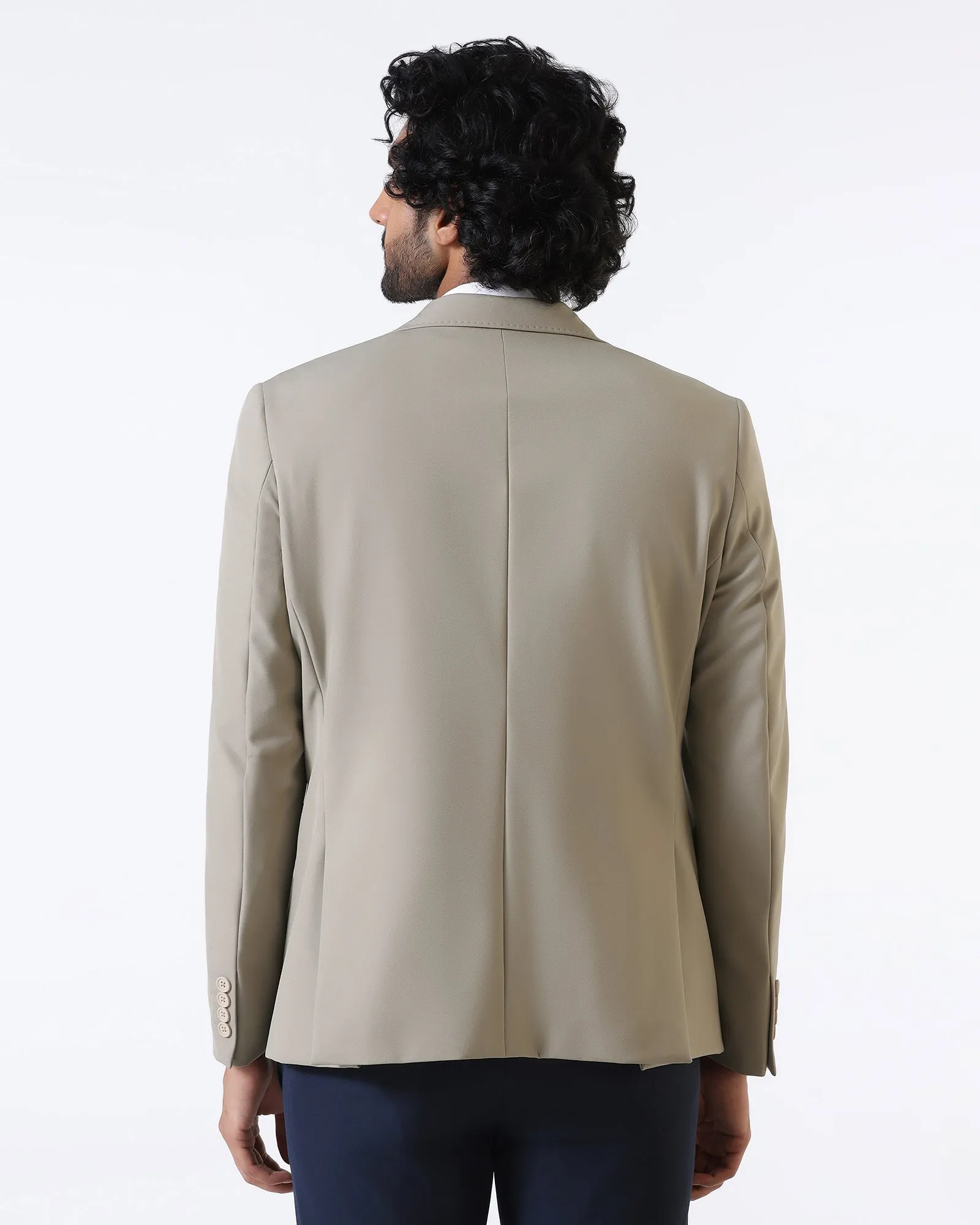 Beige TechPro Solid Blazer - Ron Odor Resistant
