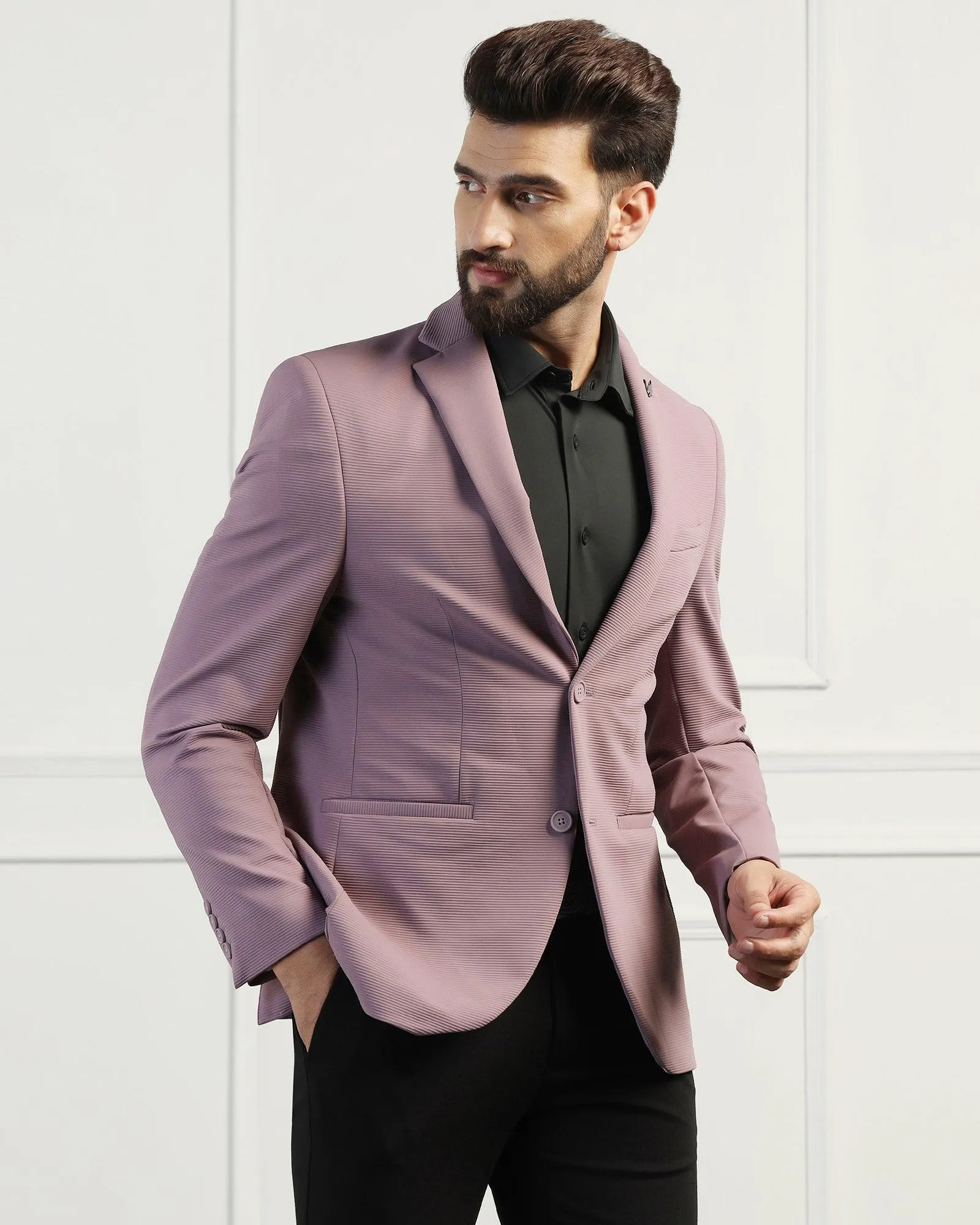 Sleek Casual Windproof Inner Layer TechPro Formal Dusty Pink Stripe Blazer - Fiesta