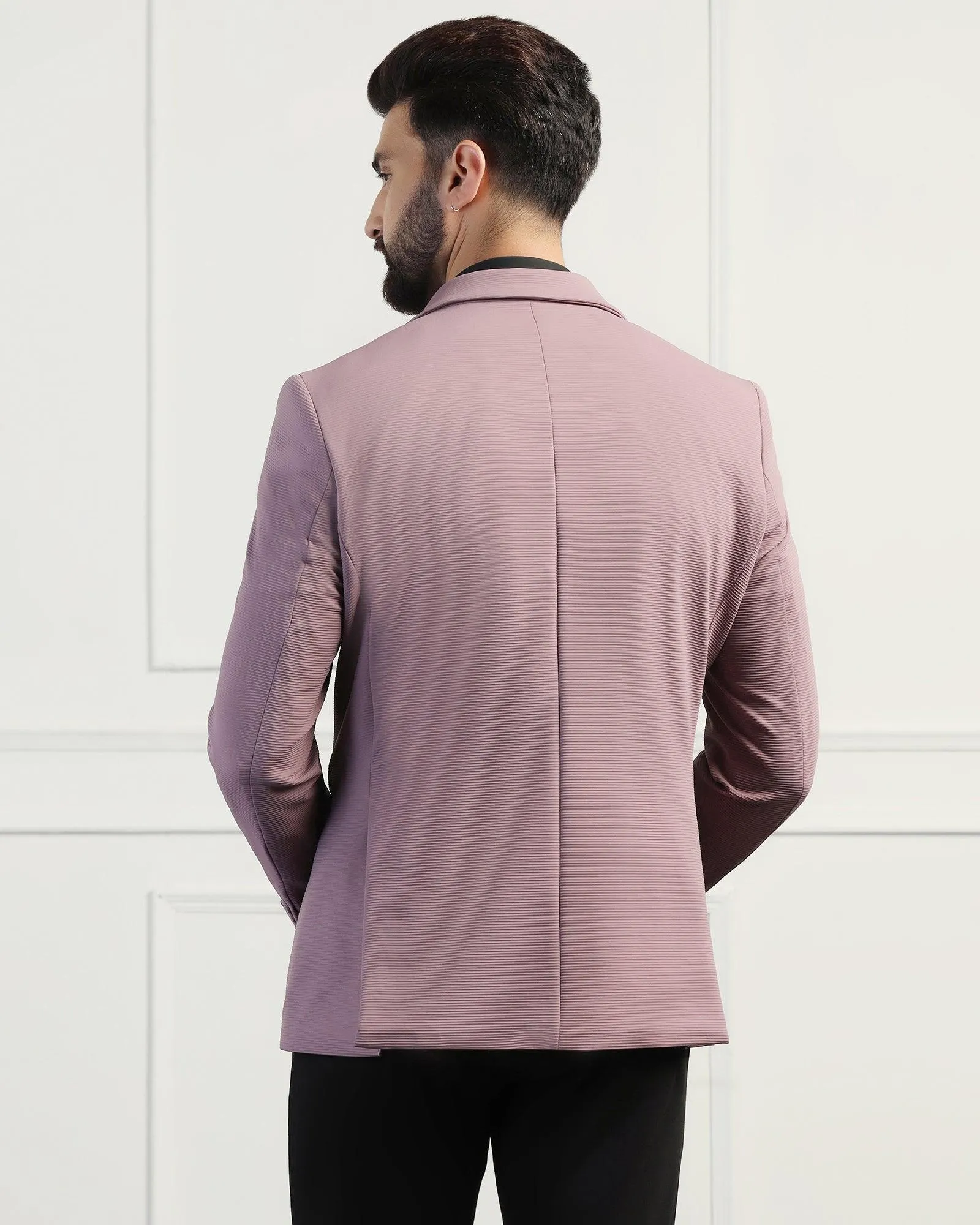 TechPro Formal Dusty Pink Stripe Blazer - Fiesta Smooth Zipper Track