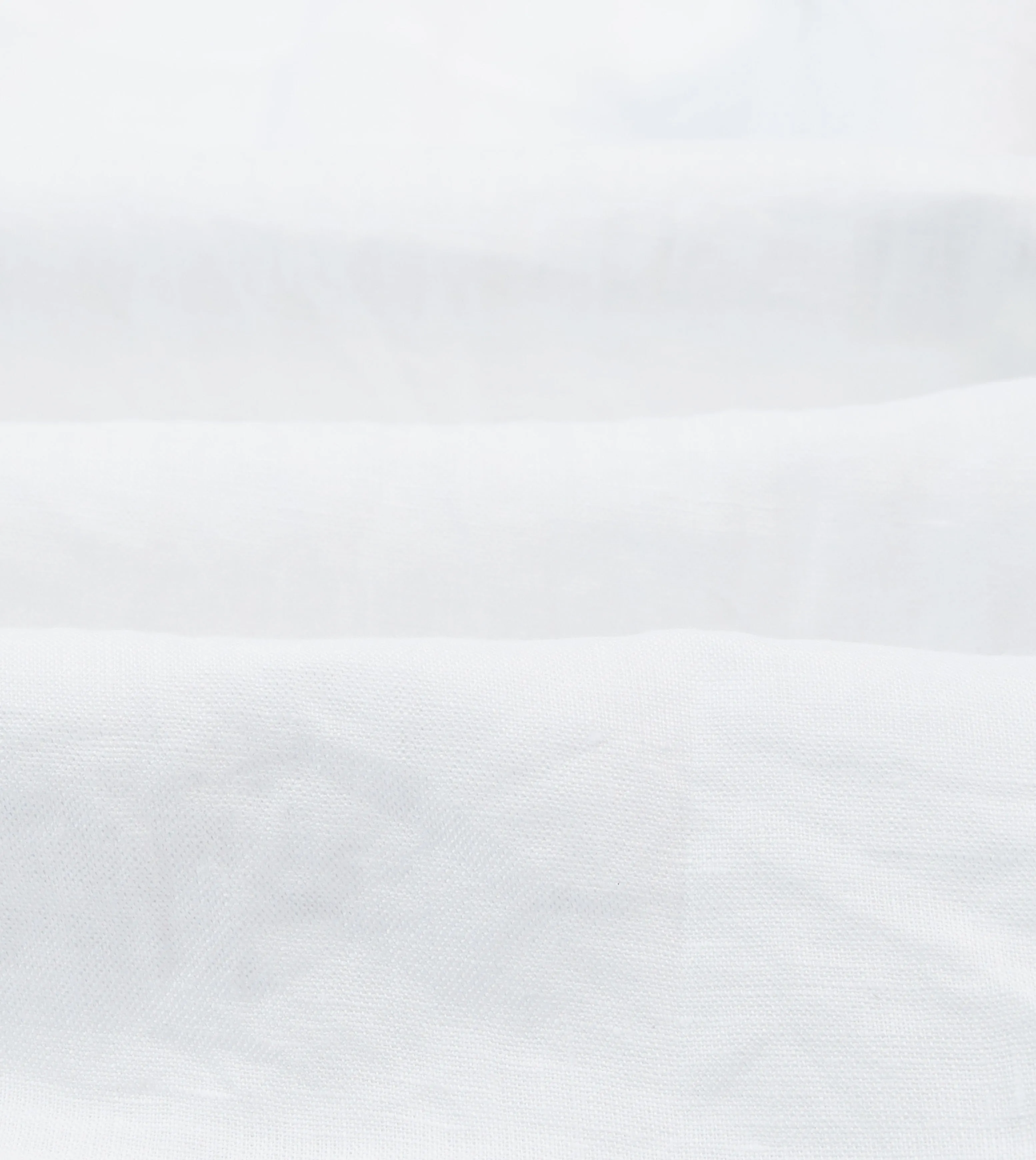 Weekend Style Smooth Stitch Pattern White Linen Mandarin Collar Popover Shirt