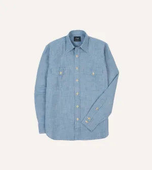 Chambray Two-Pocket Western Shirt Tropical theme