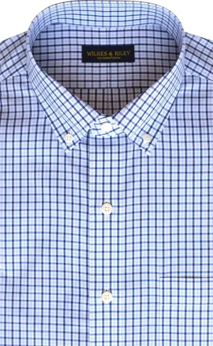 Wilkes and Riley Classic Fit  Broadcloth Dress Shirt in Sky-Navy Tattersall-Big/Tall Sizes Mix-And-Match
