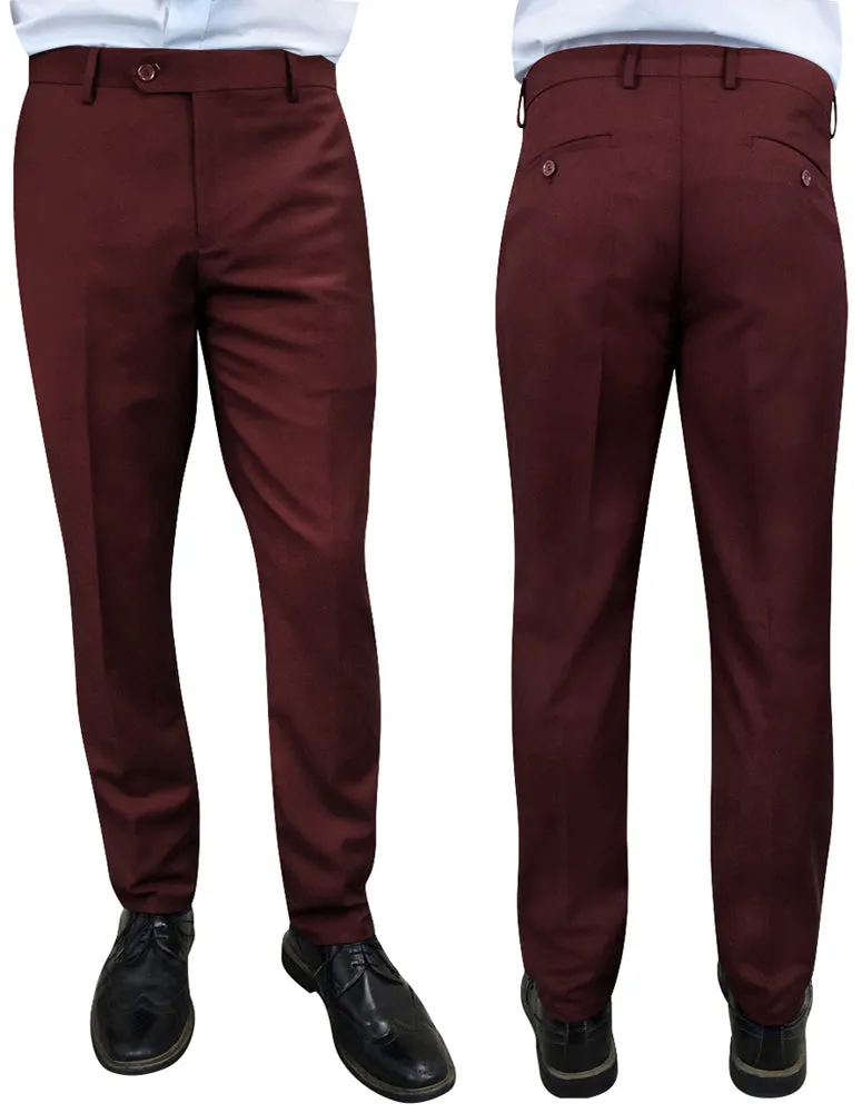 LowProfileTopstitching BURGUNDY SLIM FIT DRESS PANTS
