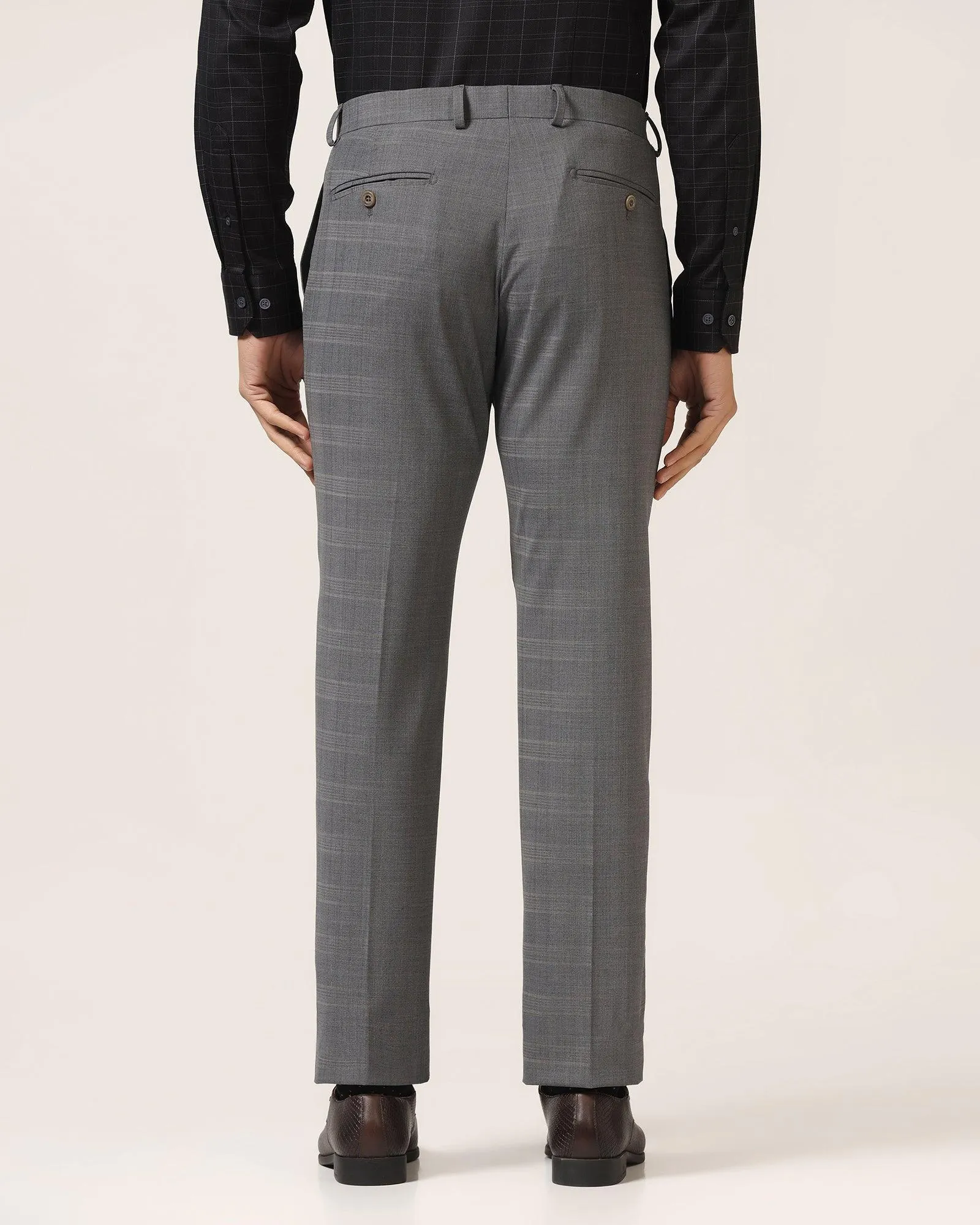 Luxe Slim Comfort B-95 Formal Grey Check Trouser - Porcupine Simple Comfort Wear