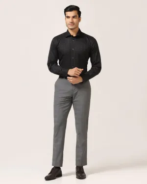Luxe Slim Comfort B-95 Formal Grey Check Trouser - Porcupine Stain Resistant Weave