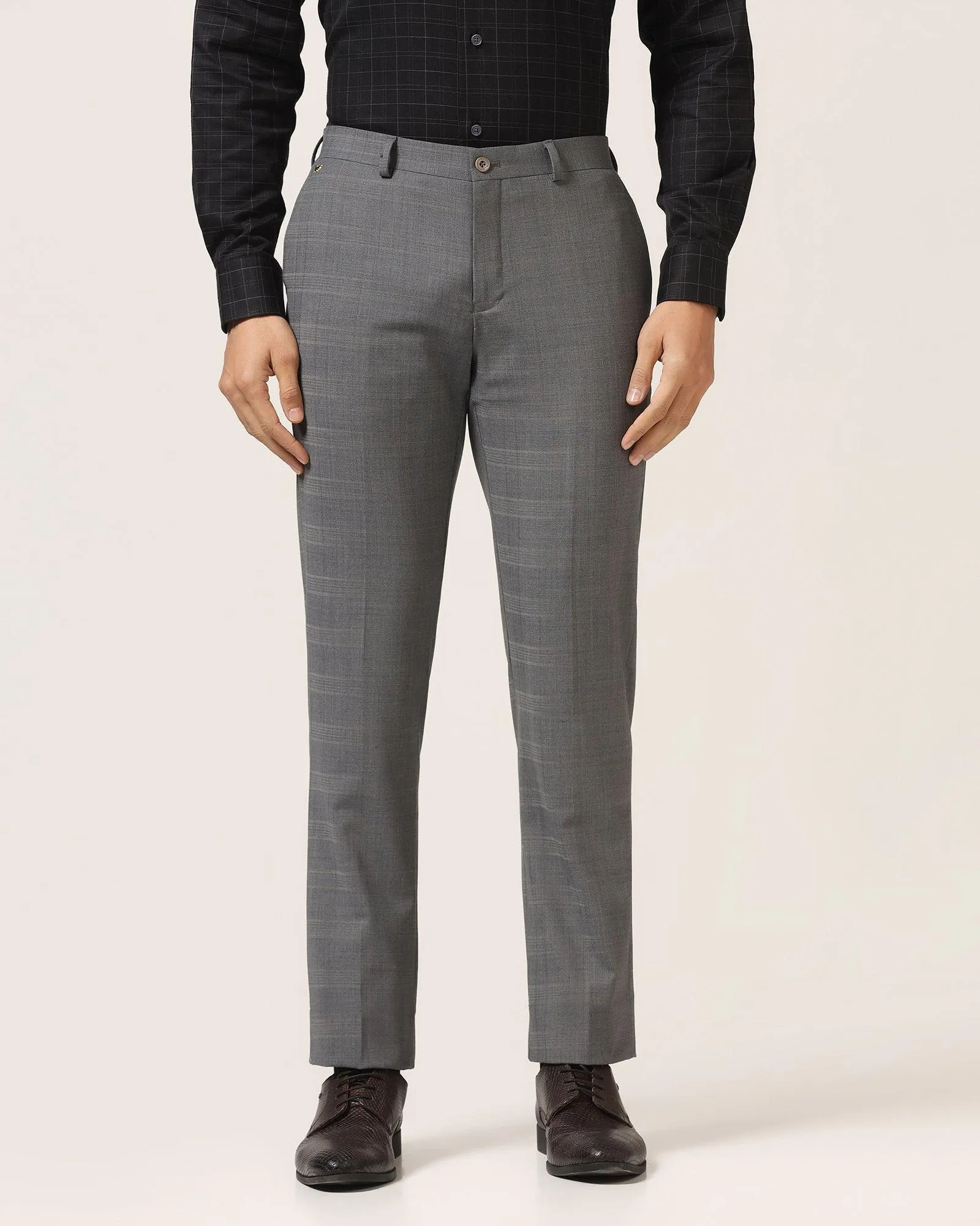 Casual Active Wear Agile Fit Luxe Slim Comfort B-95 Formal Grey Check Trouser - Porcupine