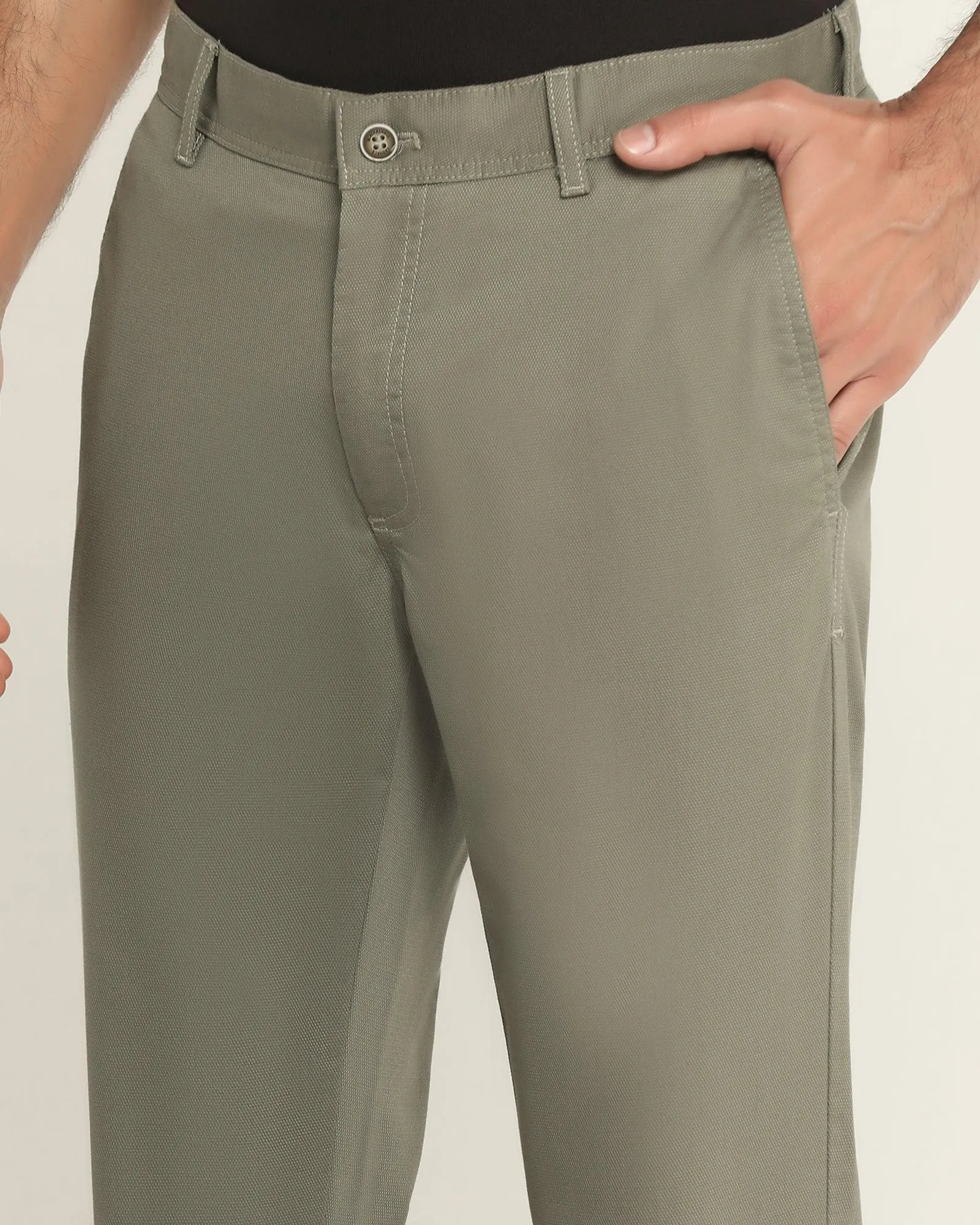Modern Fit Slim Fit B-91 Casual Olive Solid Khakis - Kiler