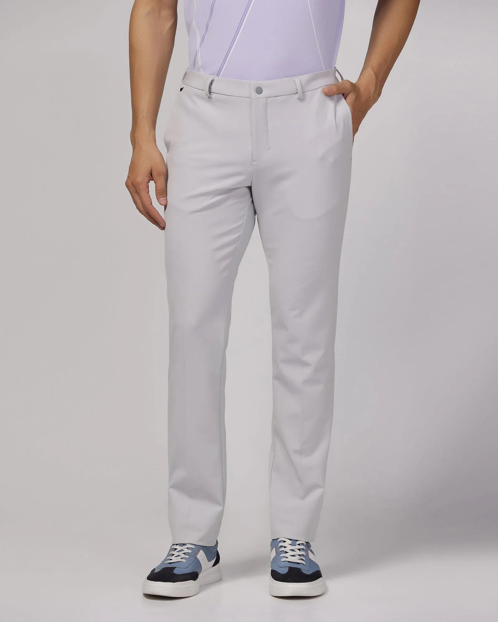 Travel Friendly Multi-way wear TechPro Slim Fit B-91 Formal Light Grey Solid Trouser - Blackbird