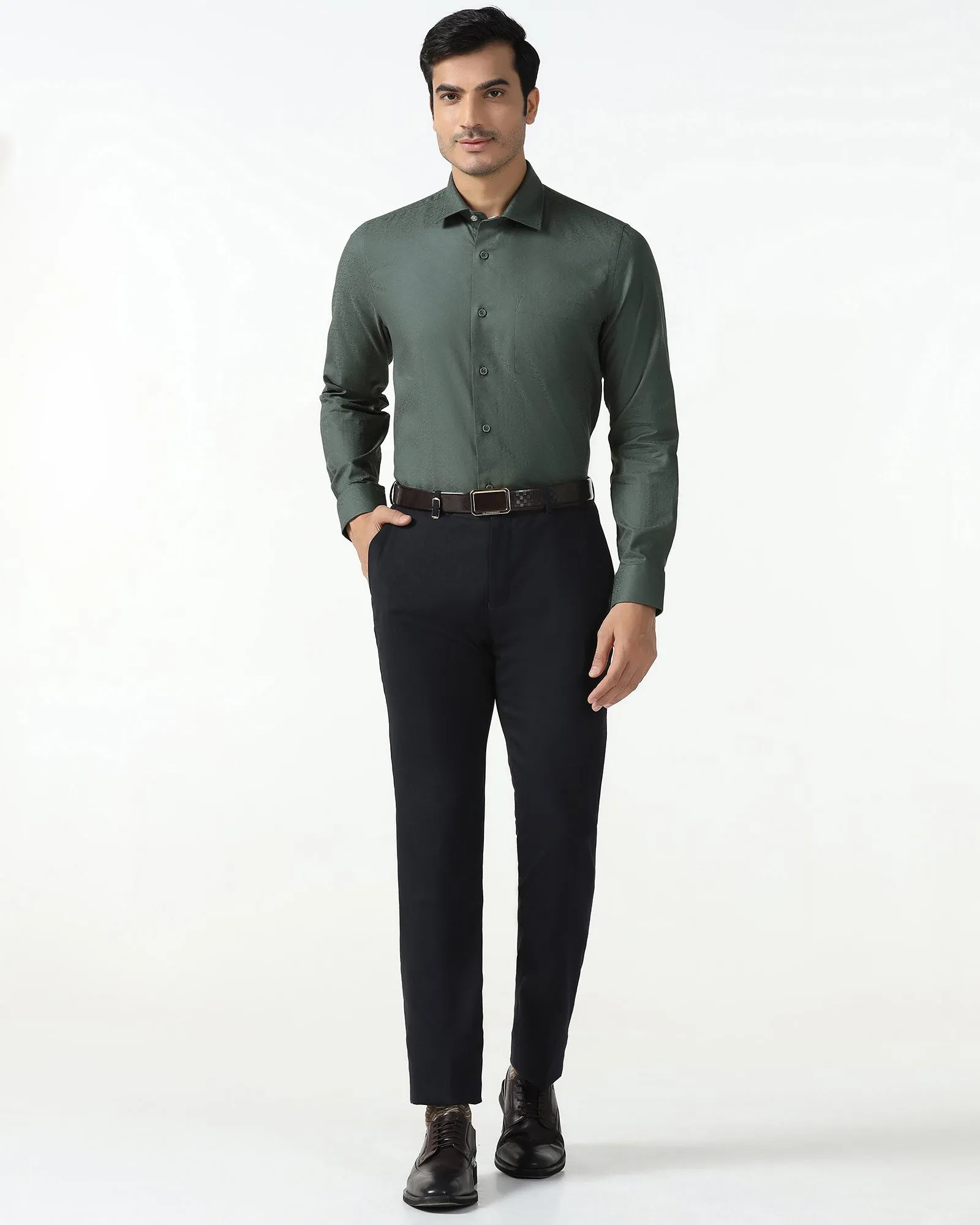 Green Jacquard Shirt - Romeo Luxurious Feel