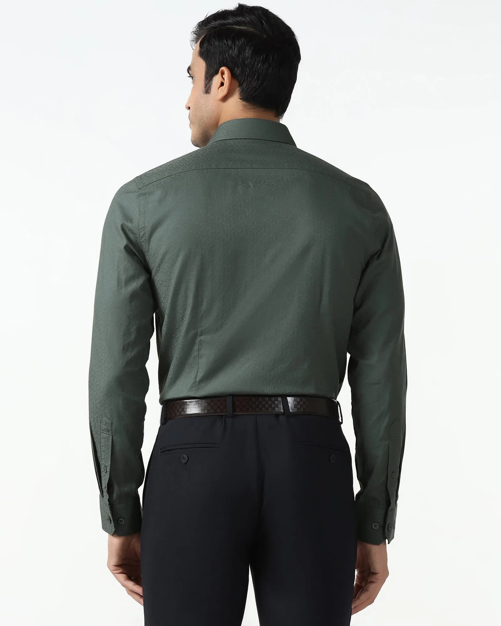 Abrasion Resistant Edges Green Jacquard Shirt - Romeo