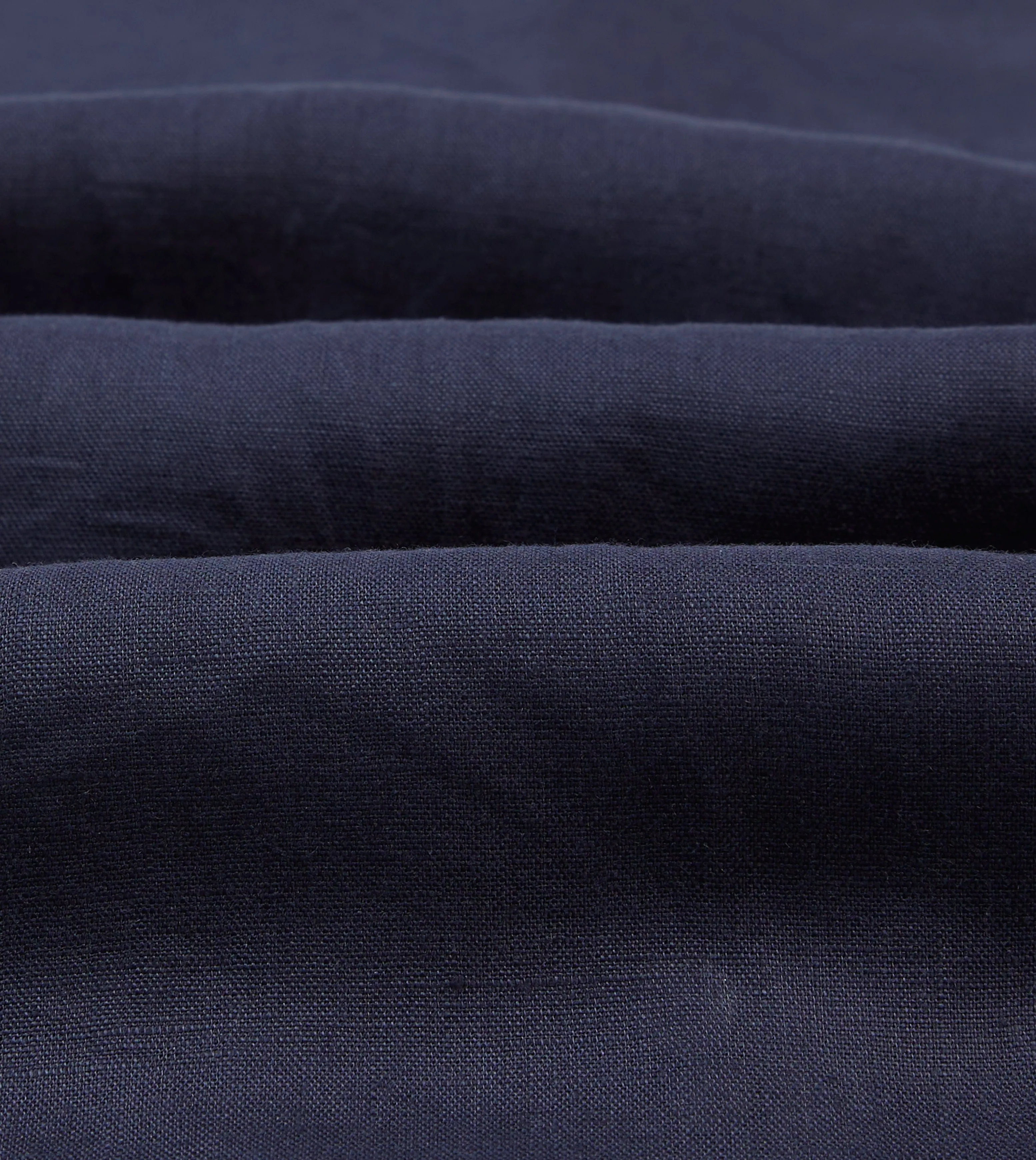 Mature appeal Navy Linen Camp Collar Long Sleeve Shirt