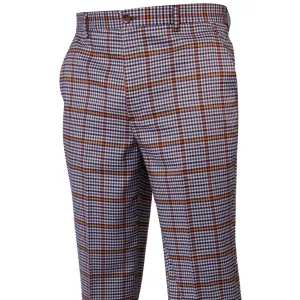 Plaid White Brown Orange Purple Plaid Windowpane Pants Moisture Wicking Technology