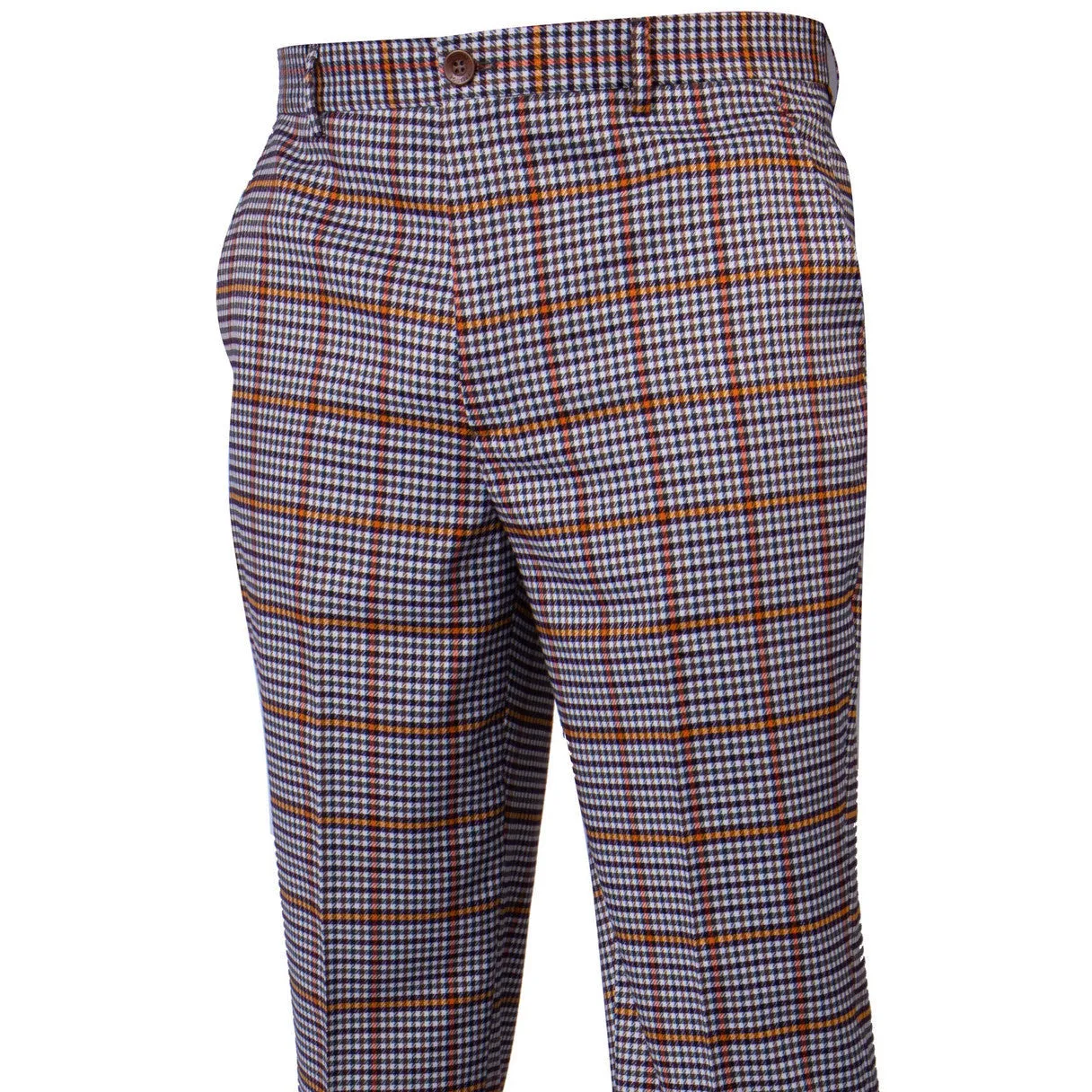 AntiSnagZippers Plaid White Brown Orange Purple Plaid Windowpane Pants