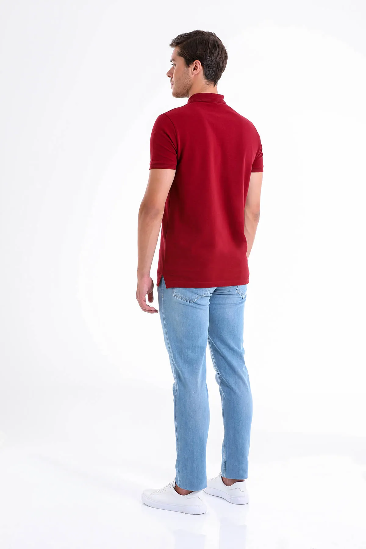 Cozy Apparel Light Wearable Regular Fit Basic Cotton Burgundy Polo T-Shirt