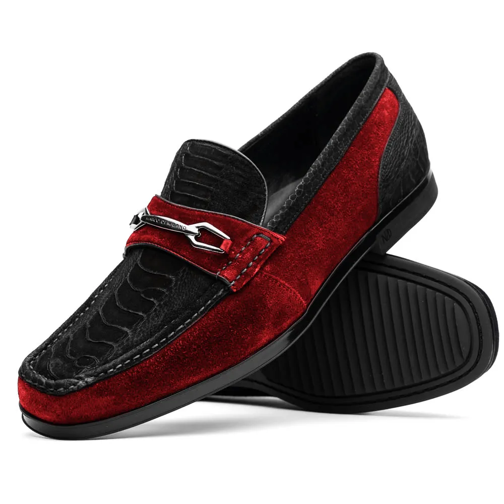 Breathable Leather Construction Hugo Ostrich Black / Red