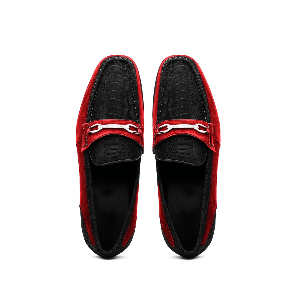 Hugo Ostrich Black / Red Task Comfort Narrow Shape