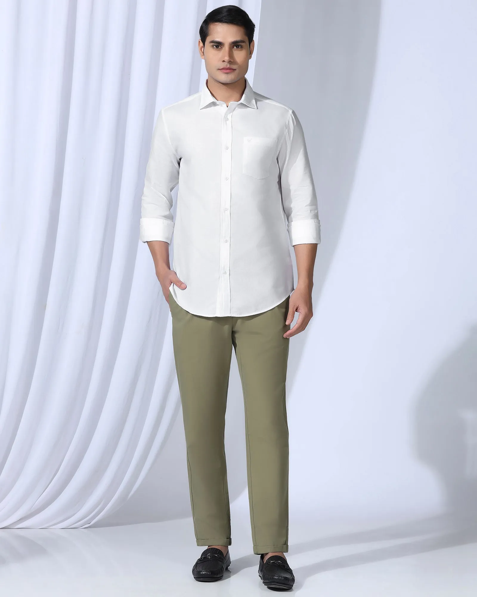 Casual White Textured Shirt - Caty Soft Texture