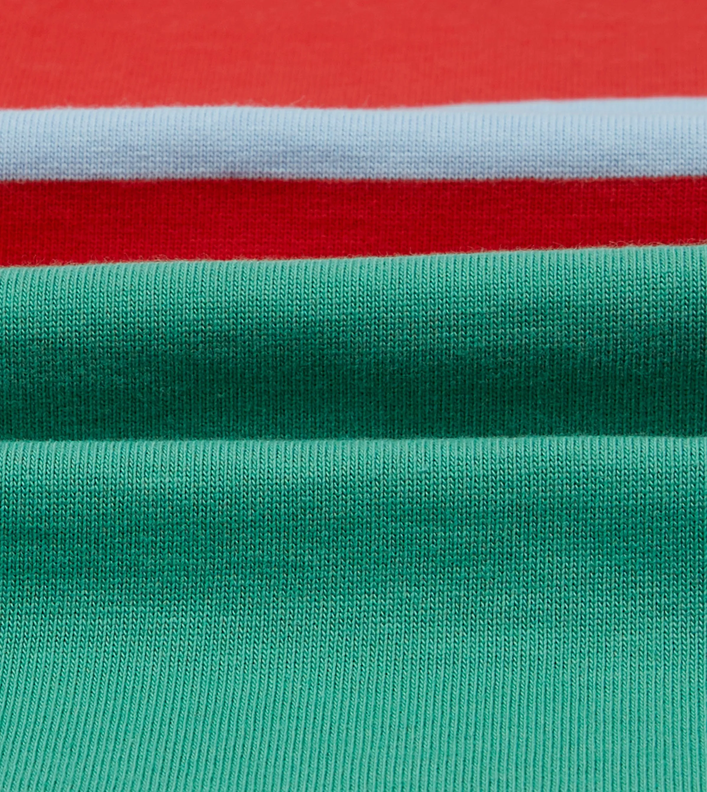 Green, Blue and Red Centre Stripe Cotton Rugby Shirt Long Sleeve