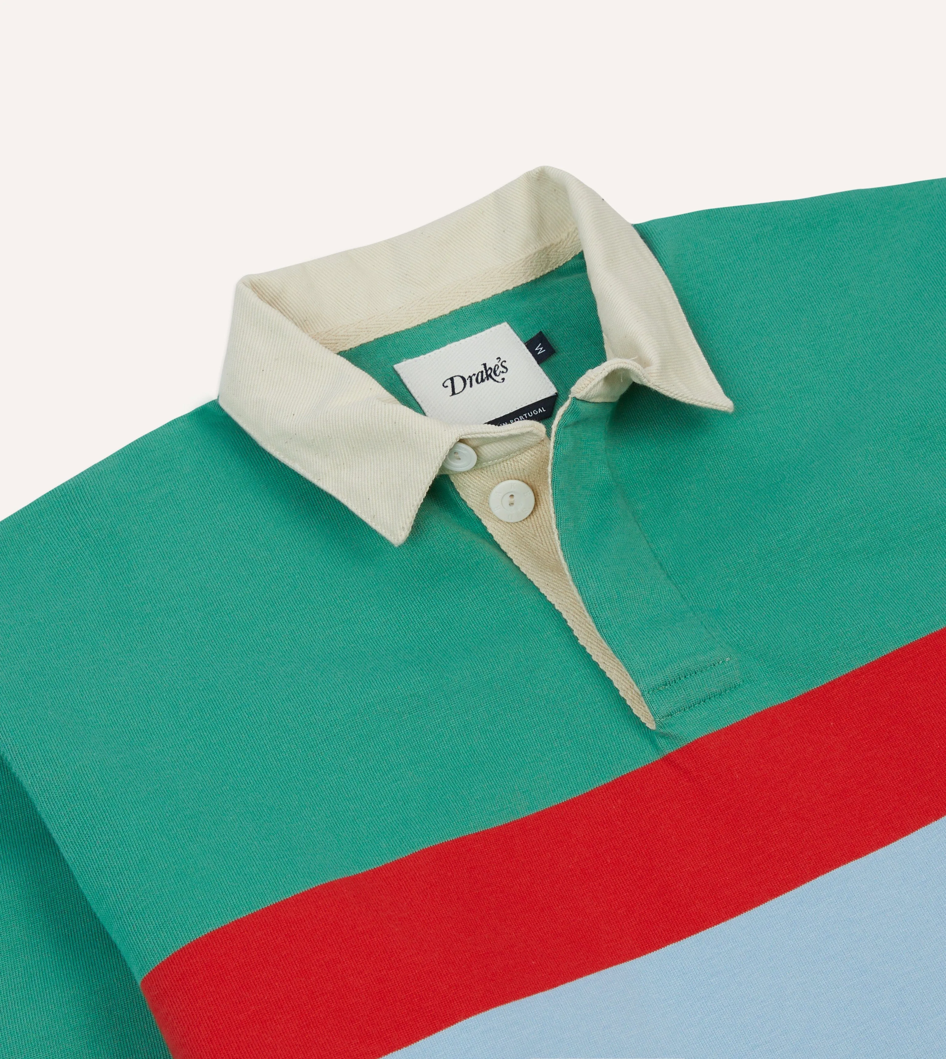 Stylish Element Morning Comfort Green, Blue and Red Centre Stripe Cotton Rugby Shirt