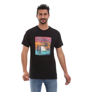 PARADISE COTTON RICH BLACK SHORT SLEEVE CREW NECK Anti Static Treatment OdorResistant Fabric