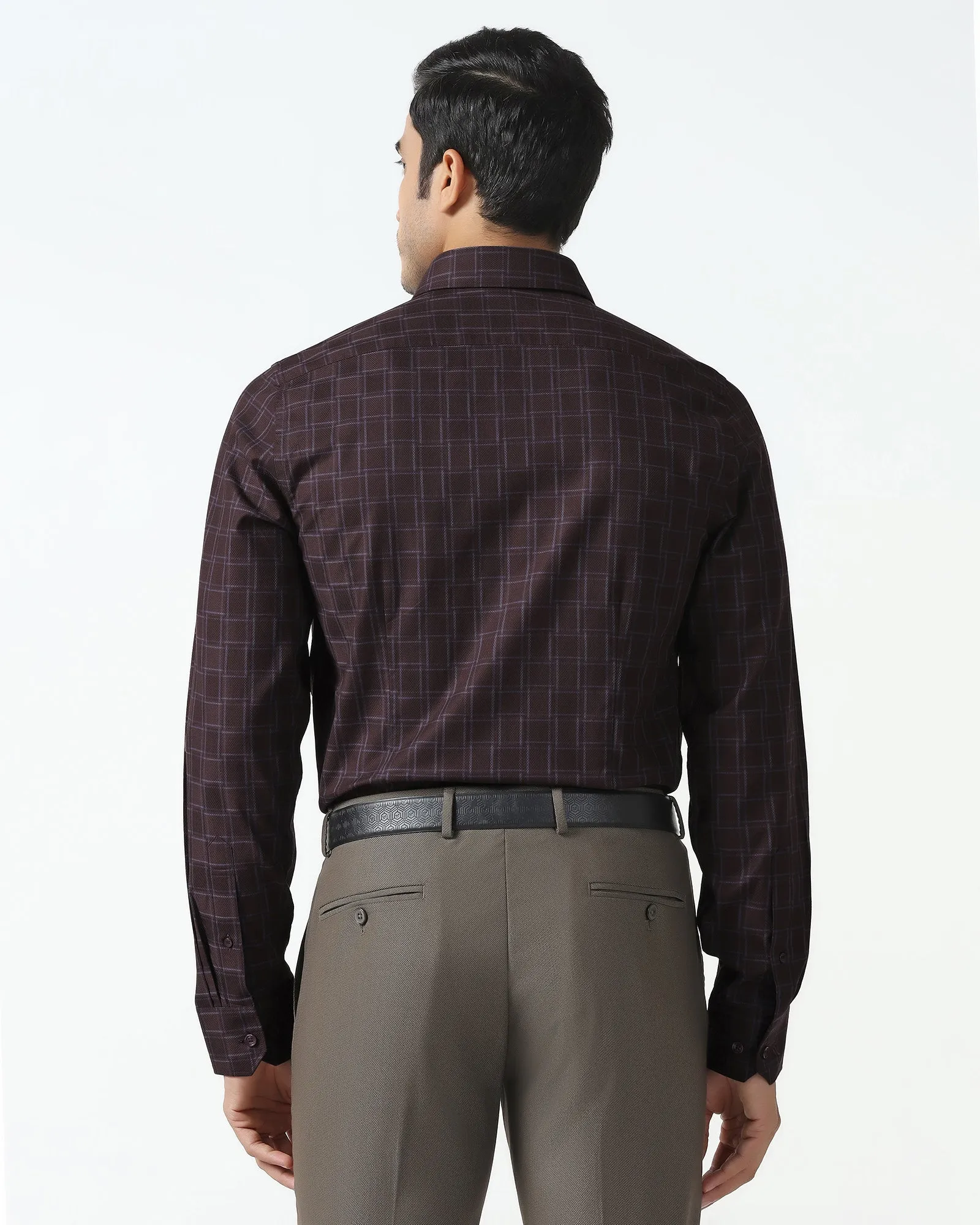 Wine Check Shirt - Ratio Classic Style Mature Elegance