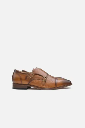 Sharp Finish Leather Lining Redwood Double Monk Shoes