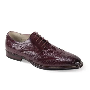 Orion Collection Croco Print Wingtip Lace Shoes - Burgundy Velvet Soft