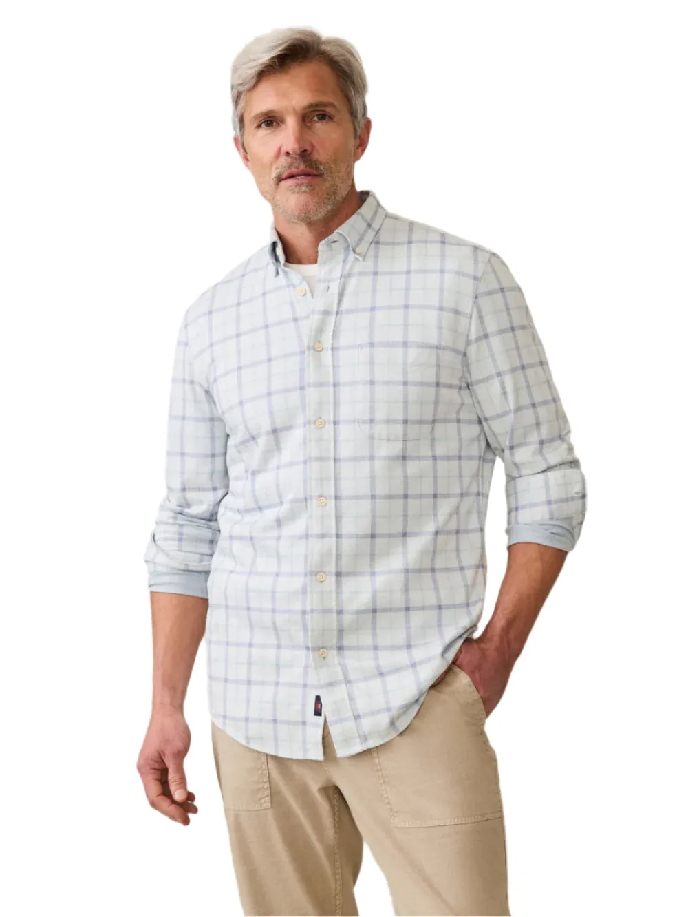 Coastline Knit Shirt - Hidden Lake Plaid Collapsible Hood
