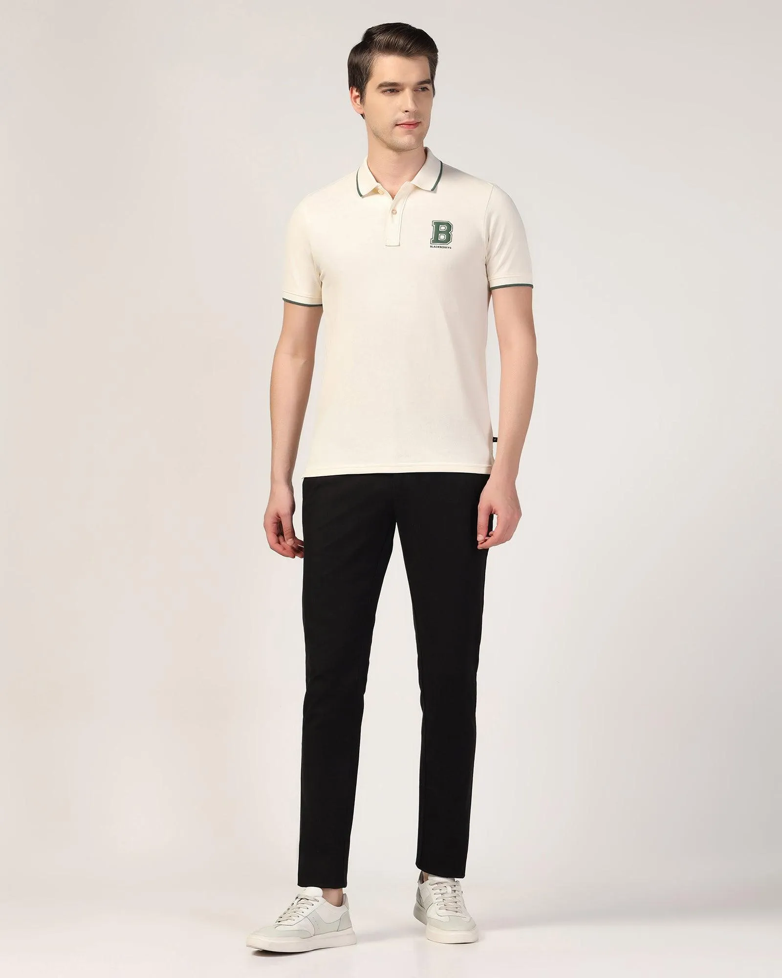 Office Wear Seasonal Wear Slim Fit B-91 Casual Black Solid Khakis - Mint