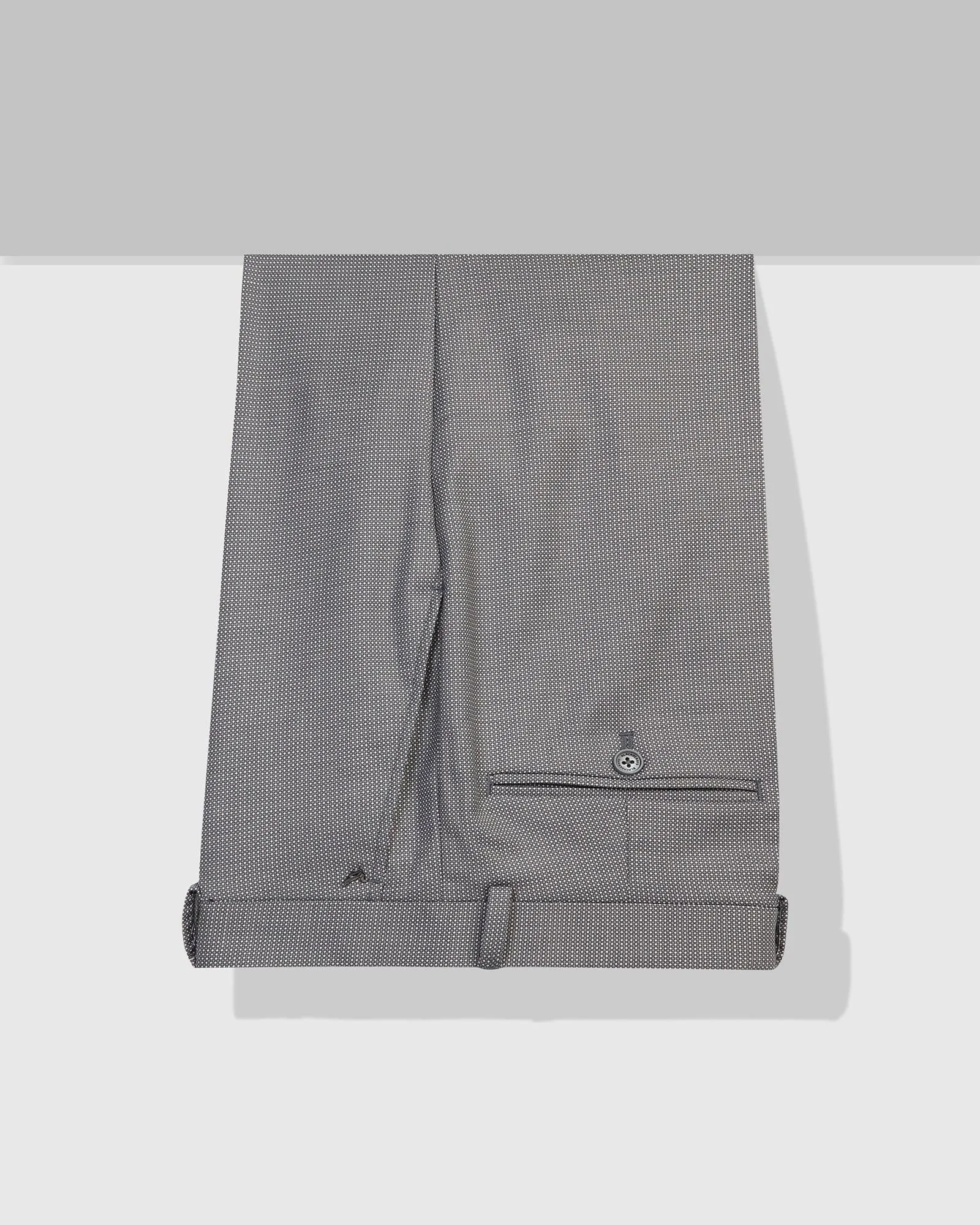Comfortable Cut Straight B-90 Formal Grey Textured Trouser - Finess