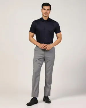 Urban Look Flex Fit Design Straight B-90 Formal Grey Textured Trouser - Finess