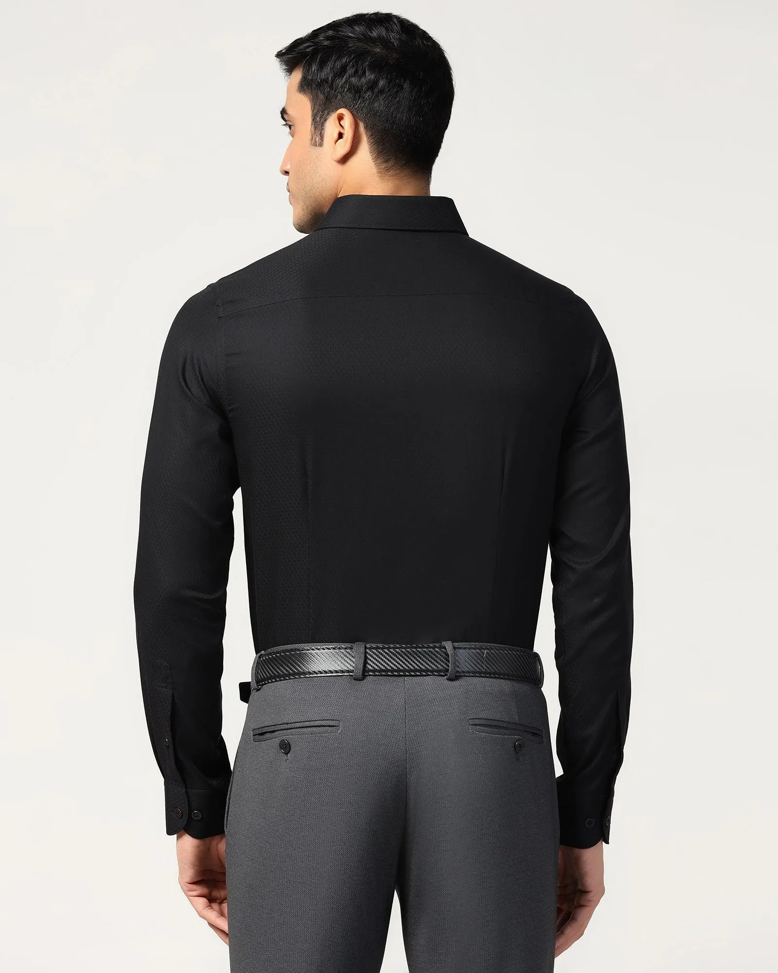 Sustainable production Non Iron Formal Black Textured Shirt - Melon