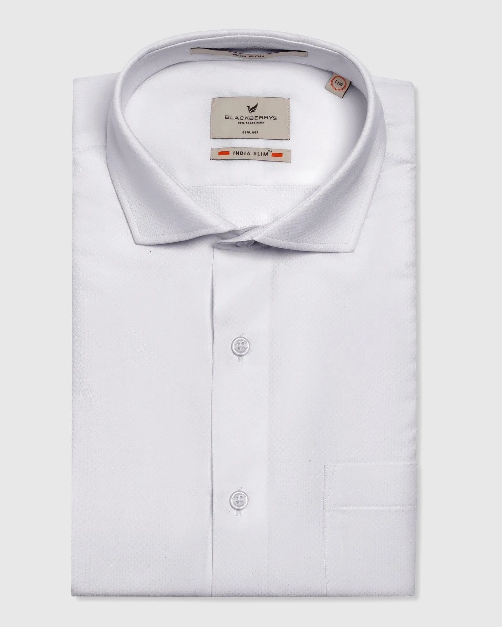 Subtle Details Designer Look Non Iron Formal White Textured Shirt - Ivy