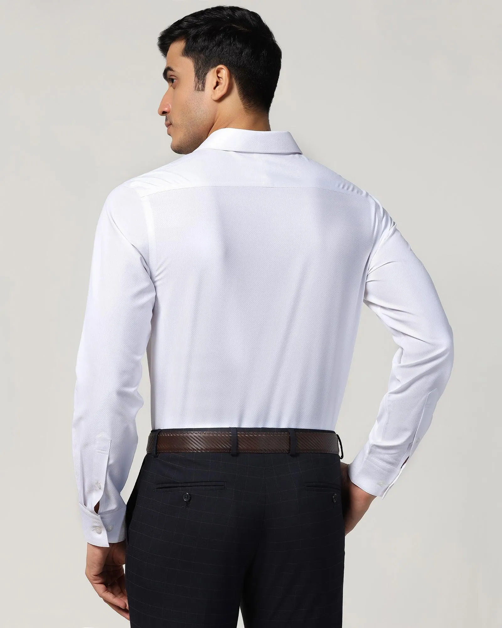 Non Iron Formal White Textured Shirt - Ivy tailored look