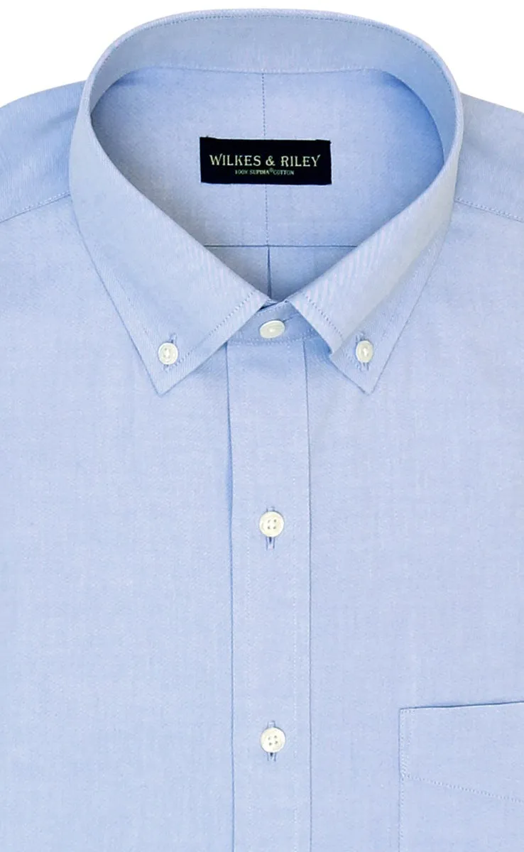 Wilkes & Riley Classic Fit Button-Down Collar Supima? Cotton Non-Iron Pinpoint Oxford Dress Shirt in Blue-Big and Tall Sizes Refined Aesthetic Flexible Material