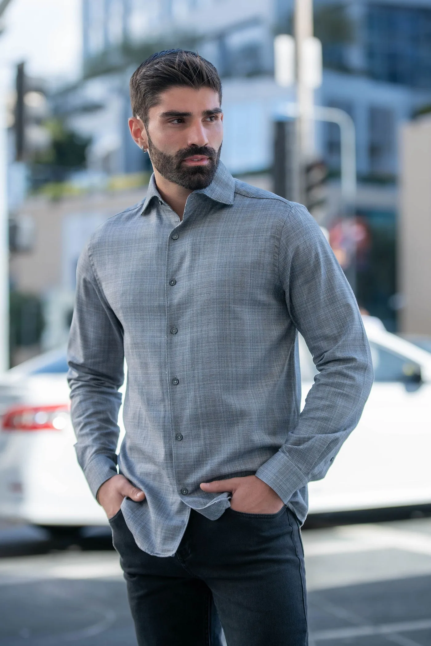 Cotton Sportshirt - Grey Basic Wardrobe HypoallergenicTextile