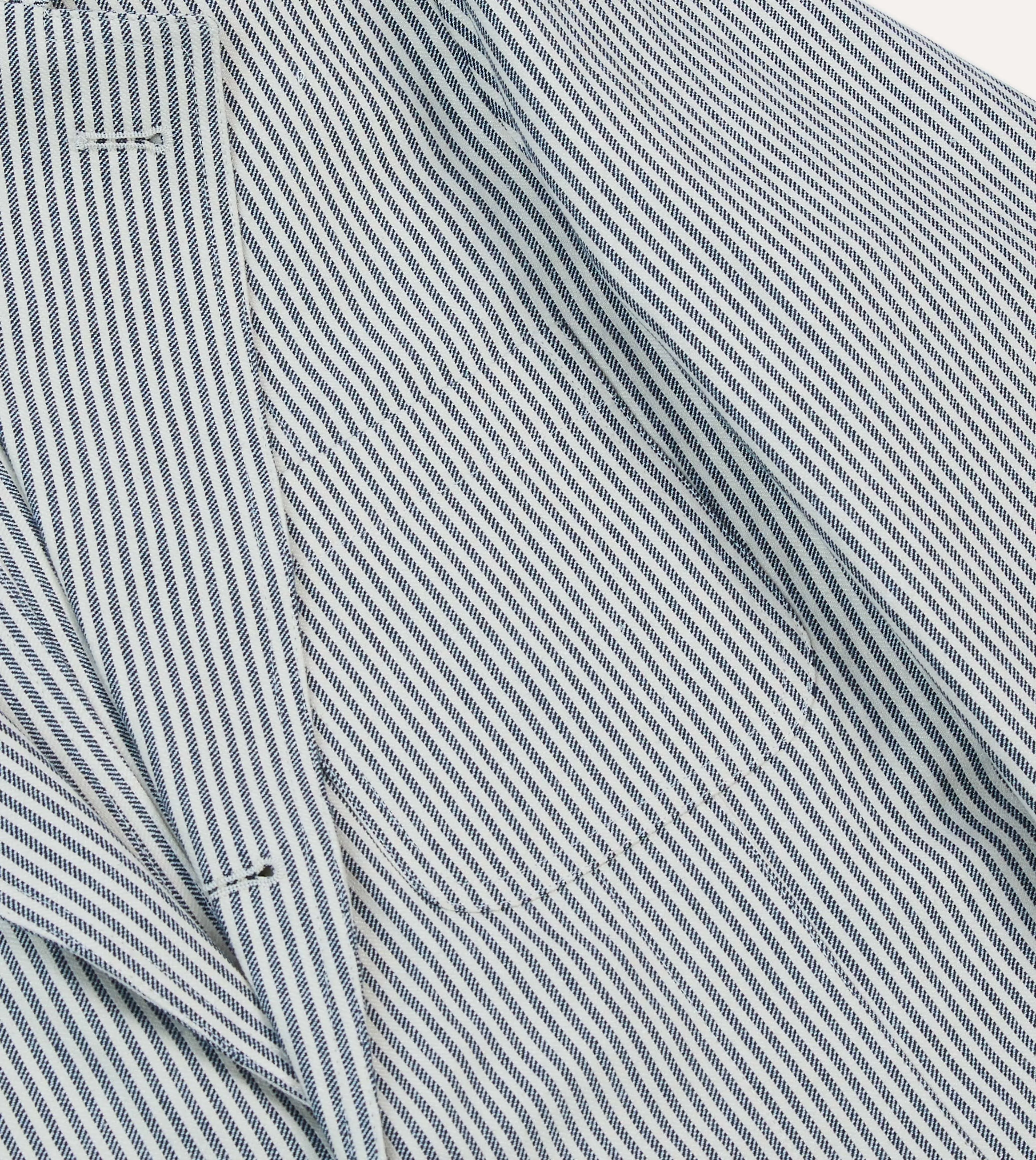 Moisture Wicking Finish Navy Ticking Stripe Cotton Linen Games Blazer Mk. I