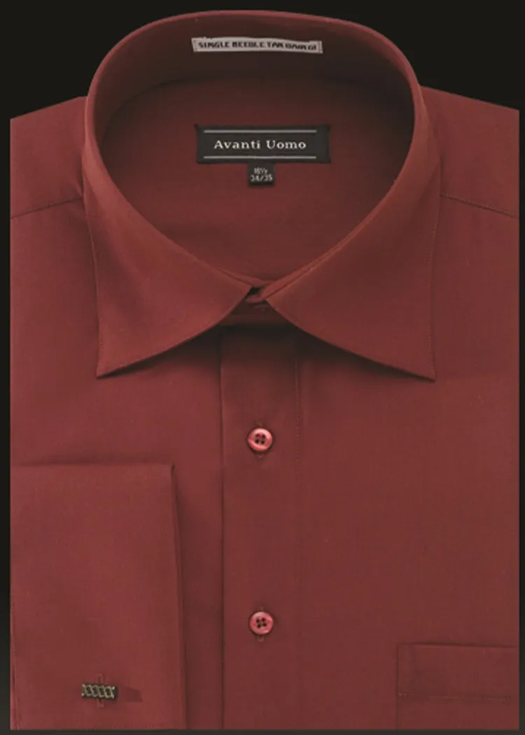 Avanti Uomo French Cuff Dress Shirt DN32M Fire Brick Anti Odor Treatment Relaxed Silhouette