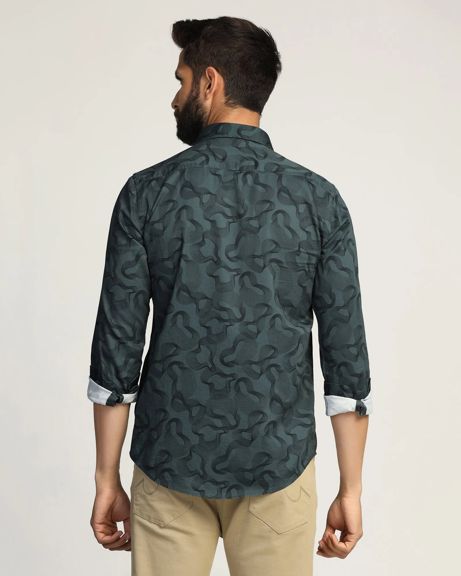 Casual Teal Printed Shirt - Heath Plus size option Functional Fashion