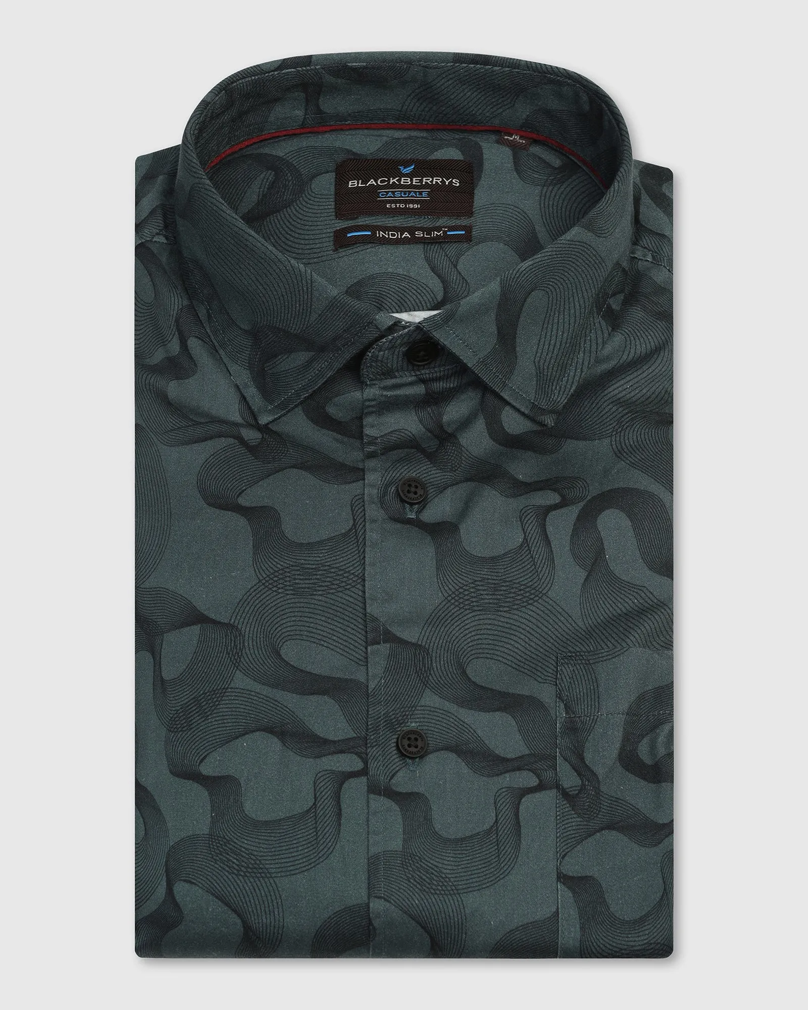 Casual Teal Printed Shirt - Heath Functional Fashion Modern Fit