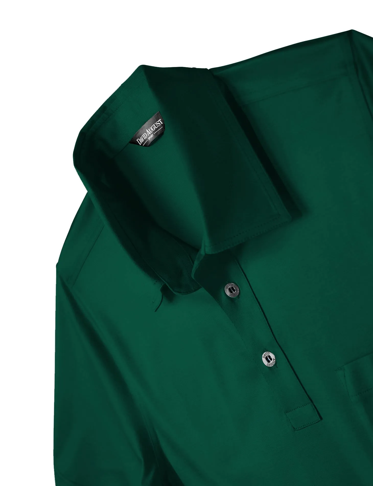 David August Mercerized Cotton Polo Arcadia Green Button Down Collar