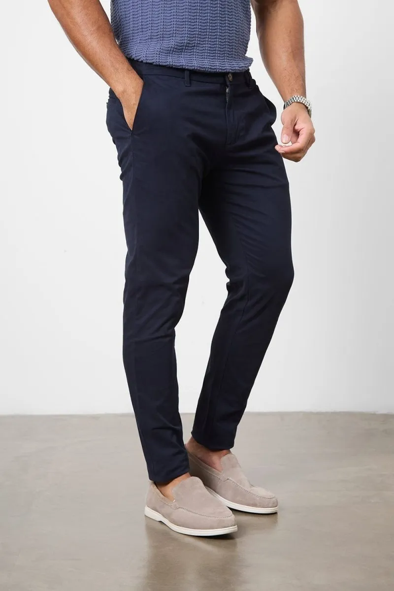 Athletic Fit Cotton Stretch Chino Pants in Navy ArticulatedJoints