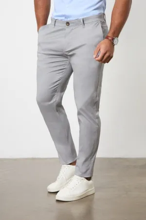 Athletic Fit Cotton Stretch Chino Pants in Pale Grey Comfy Vibes